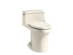 One-piece compact elongated toilet with concealed trapway, 1.28 gpf