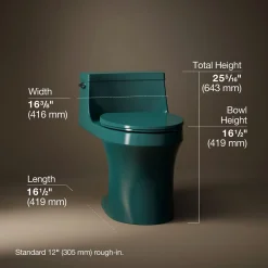 One-piece compact elongated toilet with concealed trapway, 1.28 gpf