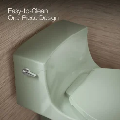 One-piece compact elongated toilet with concealed trapway, 1.28 gpf