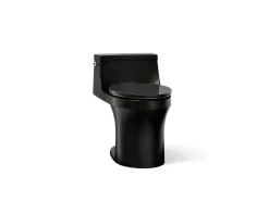 One-piece compact elongated toilet with concealed trapway, 1.28 gpf