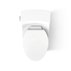 One-piece compact elongated toilet with concealed trapway, 1.28 gpf