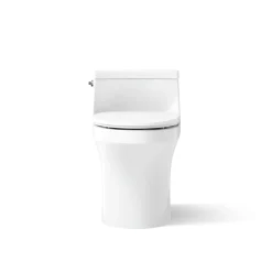 One-piece compact elongated toilet with concealed trapway, 1.28 gpf