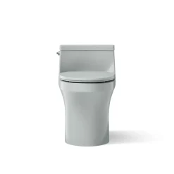 One-piece compact elongated toilet with concealed trapway, 1.28 gpf