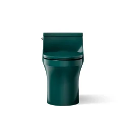One-piece compact elongated toilet with concealed trapway, 1.28 gpf