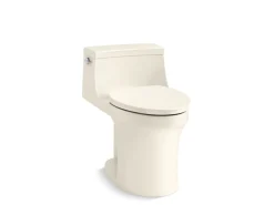 One-piece compact elongated toilet with concealed trapway, 1.28 gpf