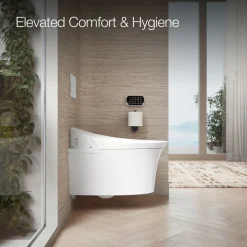 One-piece elongated smart toilet, dual-flush