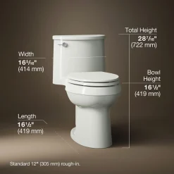 One-piece elongated toilet, 1.28 gpf