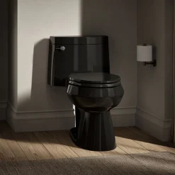 One-piece elongated toilet with concealed trapway, 1.28 gpf