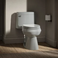 One-piece elongated toilet with concealed trapway, 1.28 gpf