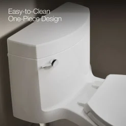 One-piece elongated toilet with concealed trapway, 1.28 gpf