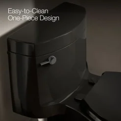 One-piece elongated toilet with concealed trapway, 1.28 gpf
