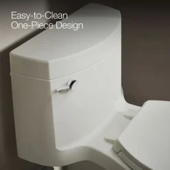 One-piece elongated toilet with concealed trapway, 1.28 gpf