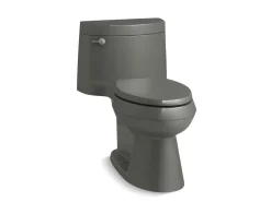 One-piece elongated toilet with concealed trapway, 1.28 gpf