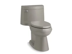 One-piece elongated toilet with concealed trapway, 1.28 gpf