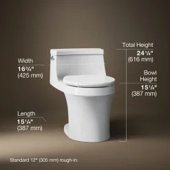 One-piece round-front toilet, 1.28 gpf