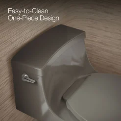 One-piece round-front toilet, 1.28 gpf