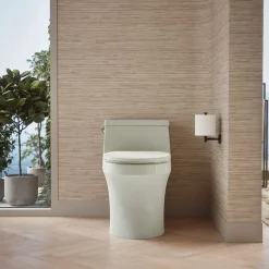 One-piece round-front toilet, 1.28 gpf