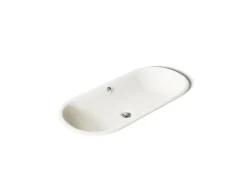 33" oval drop-in/undermount/vessel bathroom sink with Biscuit painted underside