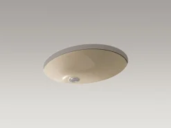 21-1/4" oval undermount bathroom sink with glazed underside, no overflow
