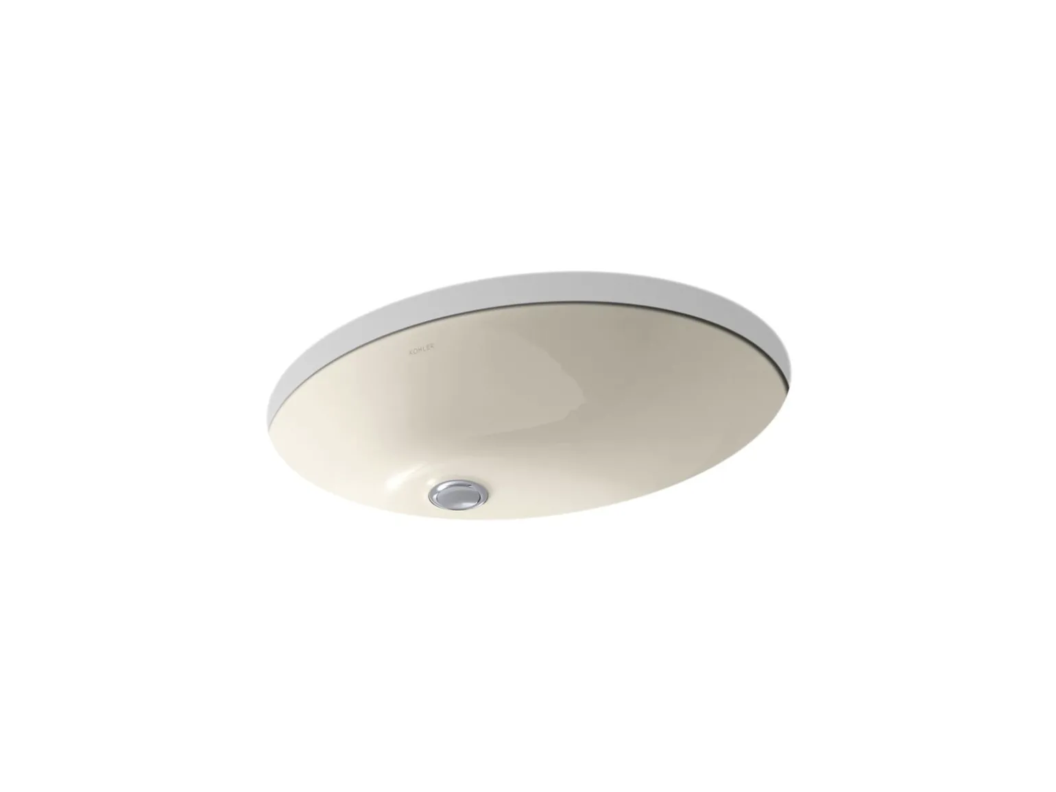 21-1/4" oval undermount bathroom sink with glazed underside, no overflow