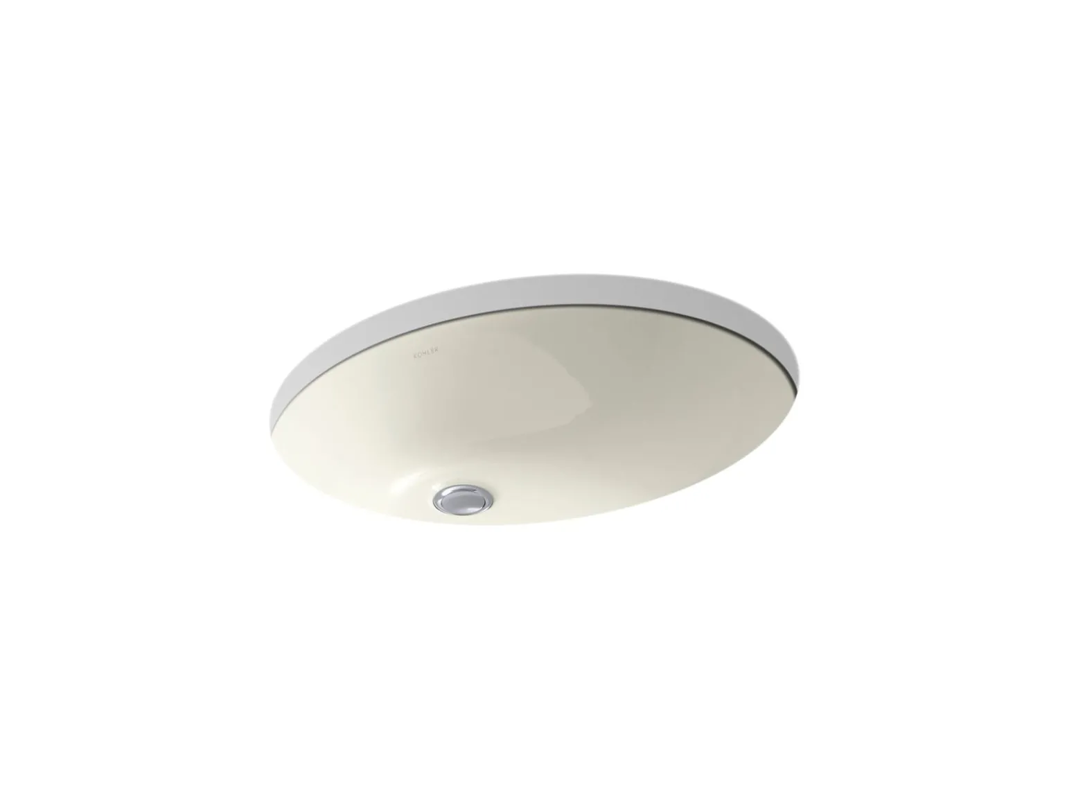 21-1/4" oval undermount bathroom sink with glazed underside, no overflow
