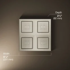 Overhead shower panel with four 22-nozzle sprayheads