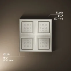 Overhead shower panel with four 22-nozzle sprayheads