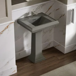 Pedestal/console table bathroom sink basin with single faucet-hole drilling