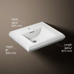 Pedestal/console table bathroom sink basin with single faucet-hole drilling