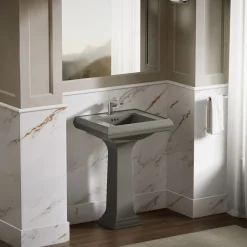Pedestal/console table bathroom sink basin with single faucet-hole drilling