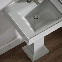 Pedestal/console table bathroom sink basin with single faucet-hole drilling