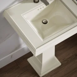 Pedestal/console table bathroom sink basin with single faucet-hole drilling