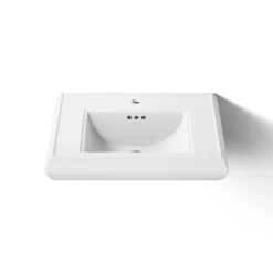 Pedestal/console table bathroom sink basin with single faucet-hole drilling