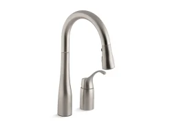 Pull-down bar sink faucet with three-function sprayhead