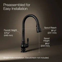 Pull-down kitchen sink faucet with three-function sprayhead