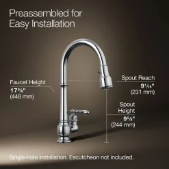 Pull-down kitchen sink faucet with three-function sprayhead