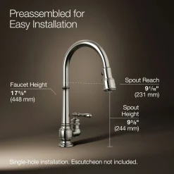 Pull-down kitchen sink faucet with three-function sprayhead