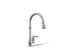 Pull-down kitchen sink faucet with three-function sprayhead
