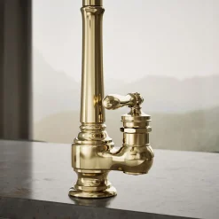 Pull-down kitchen sink faucet with three-function sprayhead