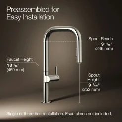 Pull-down kitchen sink faucet with two-function sprayhead