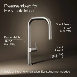 Pull-down kitchen sink faucet with two-function sprayhead