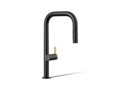 Pull-down kitchen sink faucet with two-function sprayhead