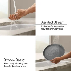 Pull-down kitchen sink faucet with two-function sprayhead