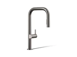 Pull-down kitchen sink faucet with two-function sprayhead