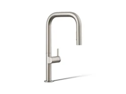 Pull-down kitchen sink faucet with two-function sprayhead