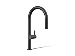 Pull-down kitchen sink faucet with two-function sprayhead