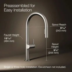 Pull-down kitchen sink faucet with two-function sprayhead