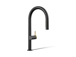 Pull-down kitchen sink faucet with two-function sprayhead