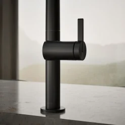 Pull-down kitchen sink faucet with two-function sprayhead
