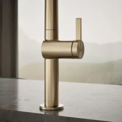 Pull-down kitchen sink faucet with two-function sprayhead